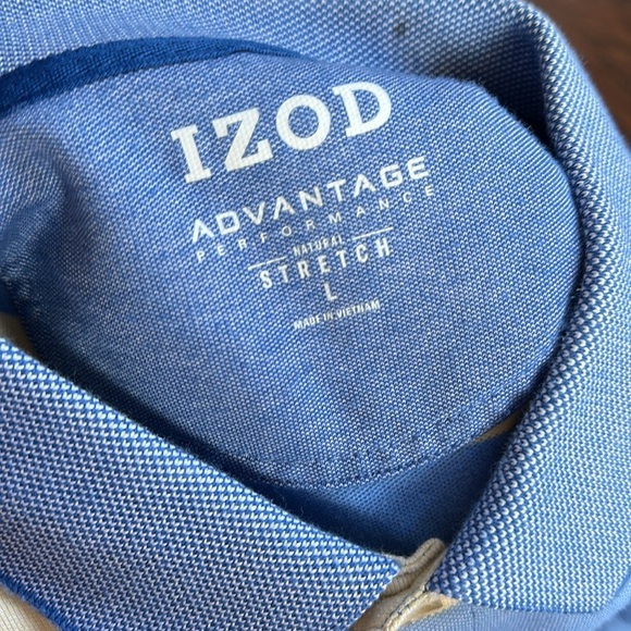 IZOD Advantage Blue and Yellow Striped Polo Shirt - Picture 7 of 8